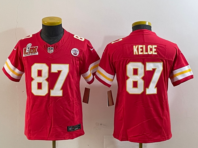 Youth 2025 Kansas City Chiefs #87 Kelce red Nike NFL jersey style 6->youth nfl jersey->Youth Jersey
